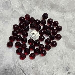 Deep Ruby Red Vintage Marbles * UV Reactive * Cadmium Glow * Set of 45
